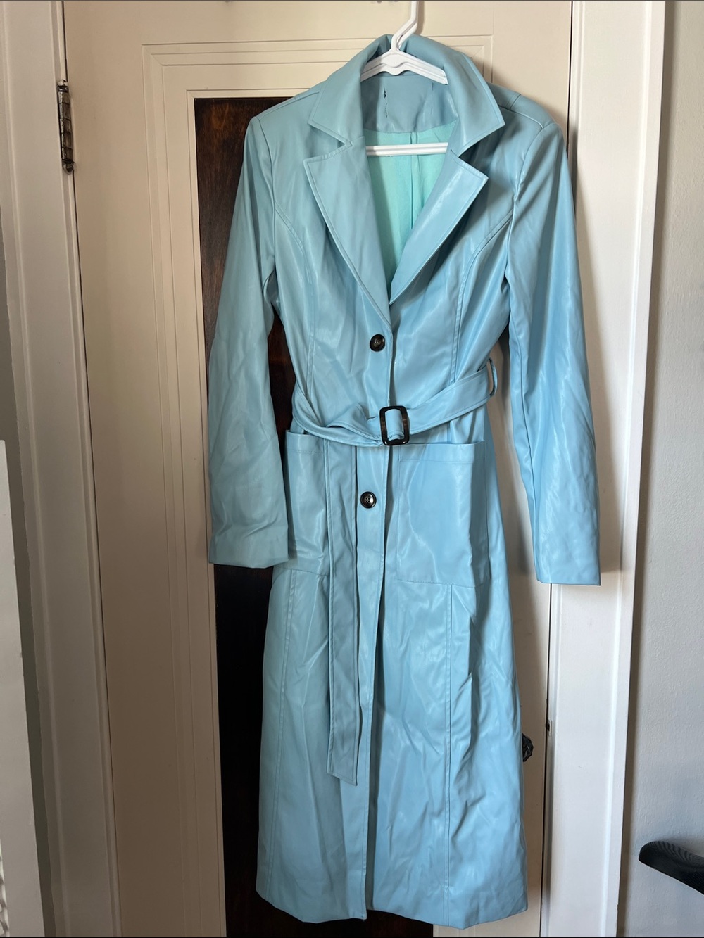 Elegant Women's Blue Trench Coat